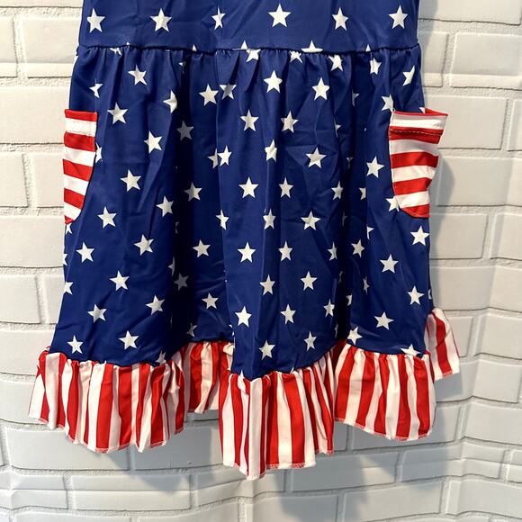 Toddler Girls Sassy Saul 2T Red, White, Blue Stars and Stripes Summer Dress - Picture 5 of 7